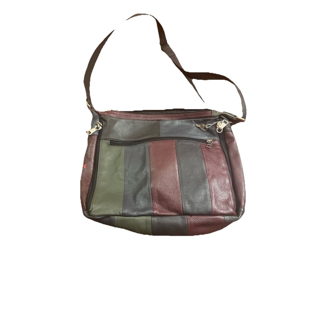 Roma Patchwork Leather Concealed Carry Gun Shoulder Bag Purse Locking Zipper